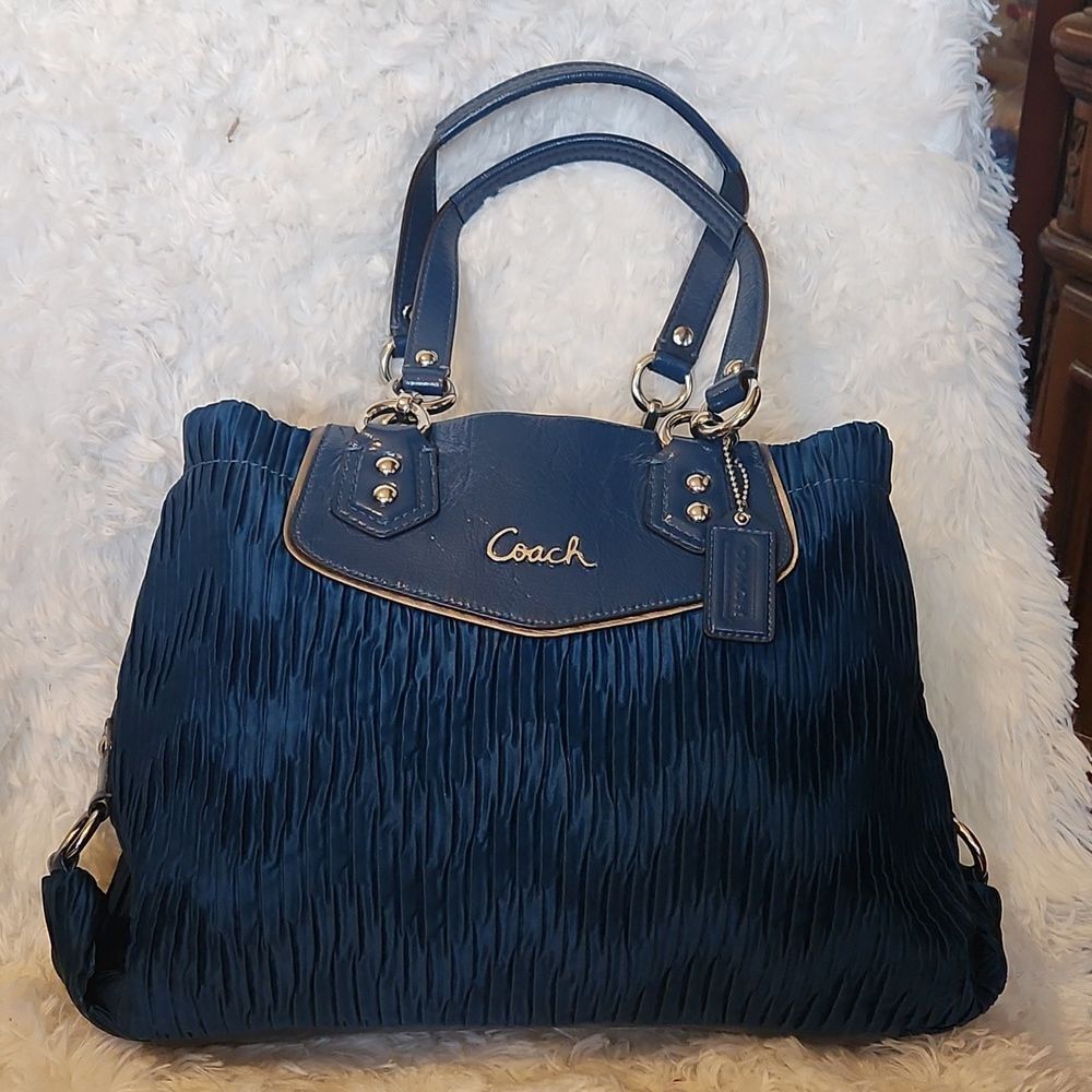 Coach Ashley Navy Textured Bag